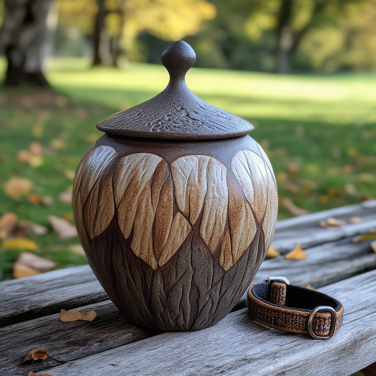 Ceramic cat urn with paw prints